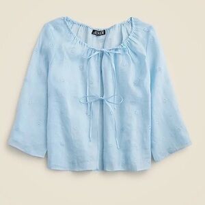 J.Crew Tie Front Eyelet Top in Ramie